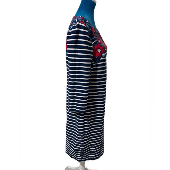 Talbots stripes and flowers shift dress in red white blue Talbots floral midi - Picture 5 of 9
